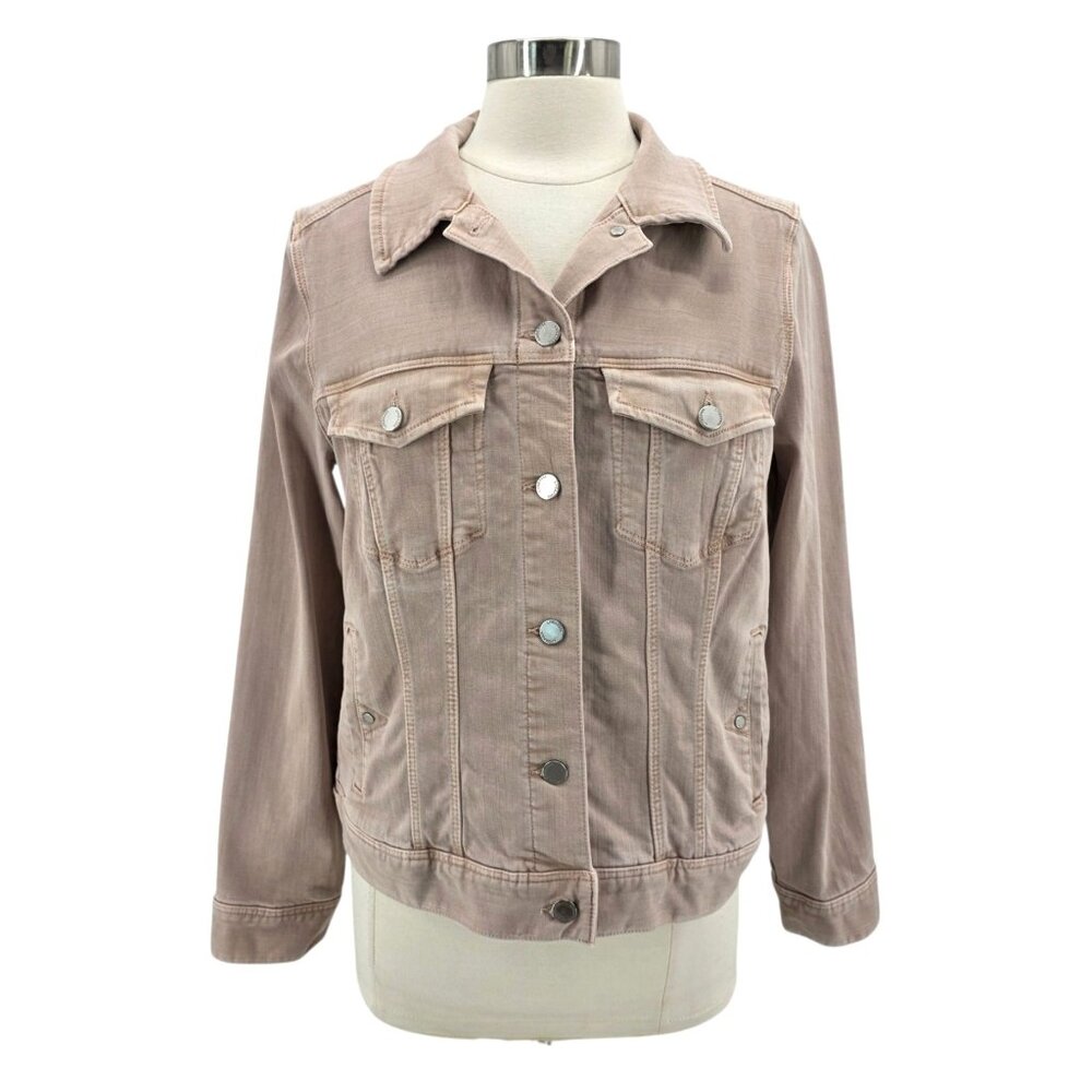 Liverpool Los Angeles Womens Large Classic Jean Jacket Blush Pink Distressed